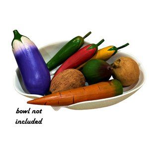 Vintage Faux Artificial Mixed Vegetables Peppers Avocado Eggplant Carrot Onion